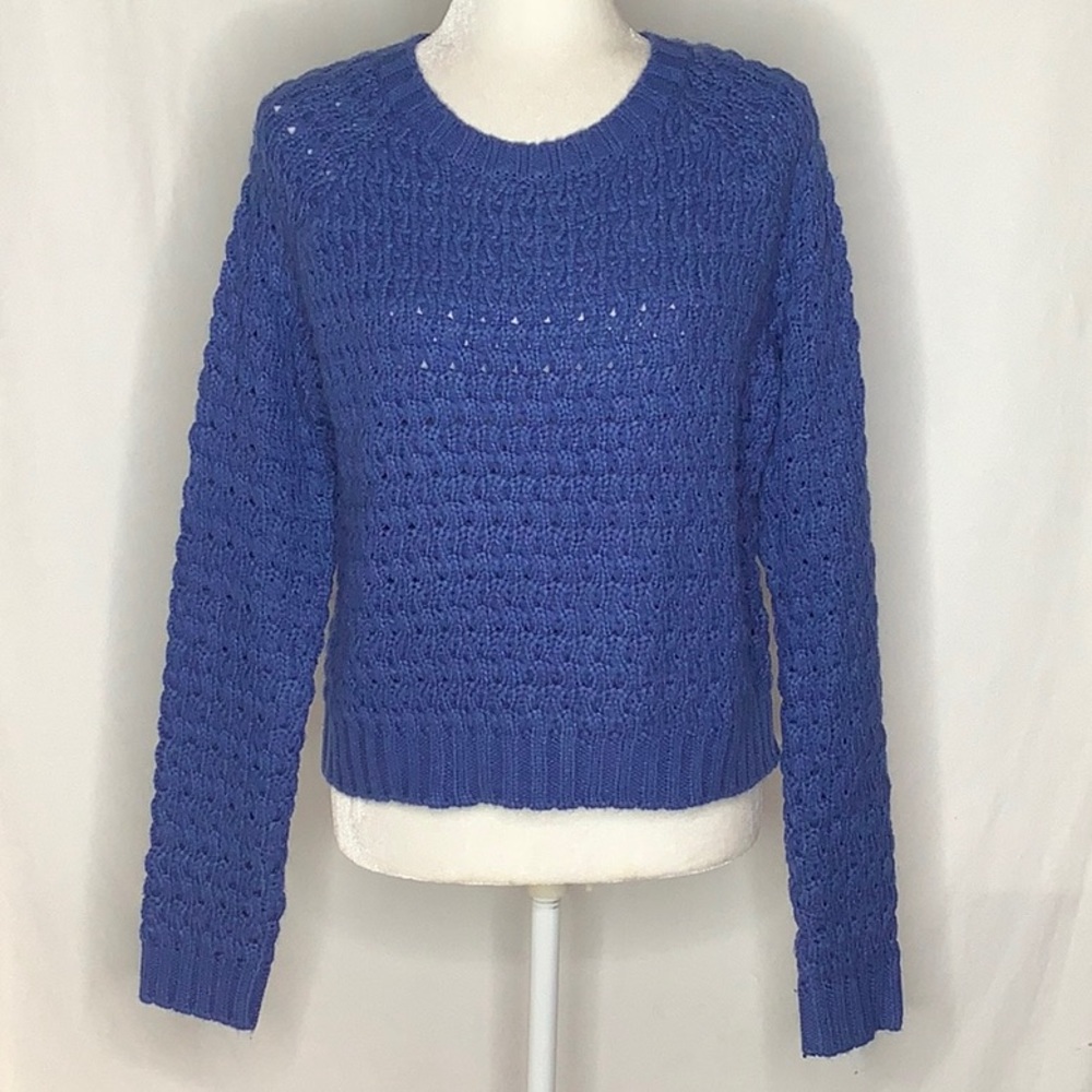 Chunky Knit Blue Crewneck Sweater Size Small